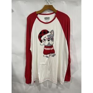 Cuddl Duds XL French Bulldog Christmas Pajama Shirt Long Sleeve Top Jammies NEW